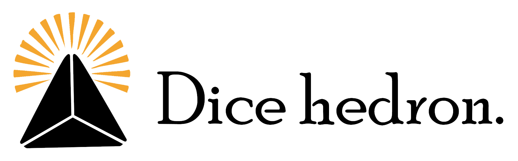 dice hedron logo horizantal header website black orange transparent background
